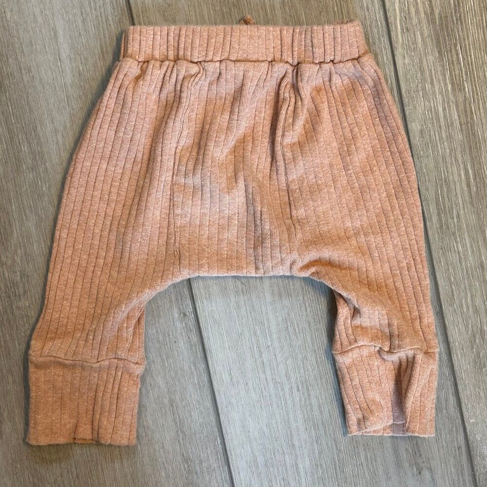 Kate Quinn Organic Cotton Wide Rib Panda Pants Joggers 3-6 Months Tan Brown - Picture 3 of 3